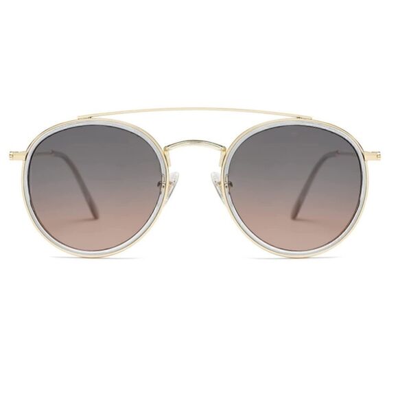 Round Retro Double Bridge Sunglasses